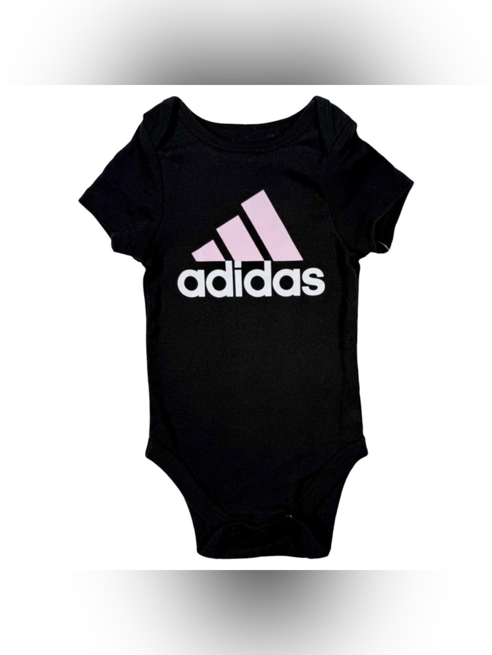 adidas Baby Black One-Piece Bodysuit with Light Pink Logo size 3 months